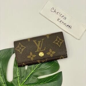 Louis Vuitton 4 Key Holder Ring Chain Monogram Canvas Wallet SLG Keychain